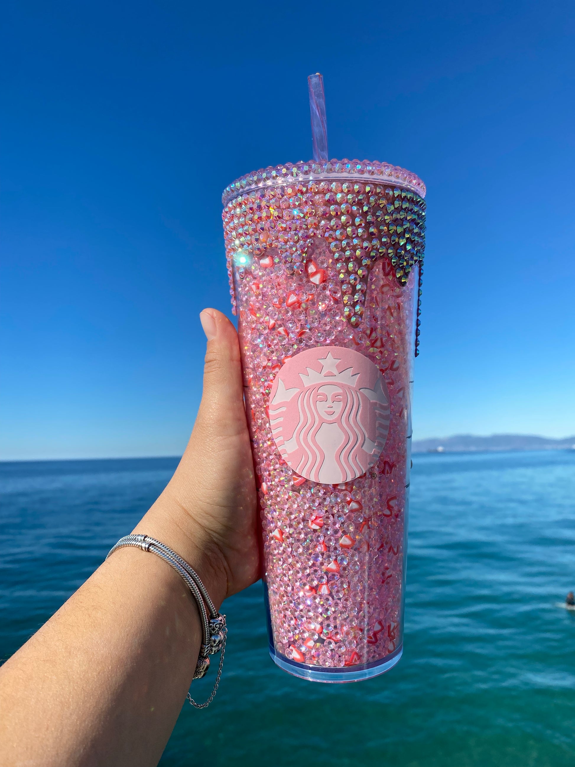 Dazzle Pink Drink inspired tumbler 24 onz pink drink Starbucks cup – Lolas  Chimuelos Designs